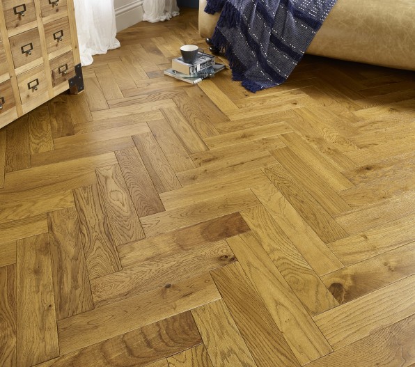 15mm x 90mm Golden Oak Herringbone